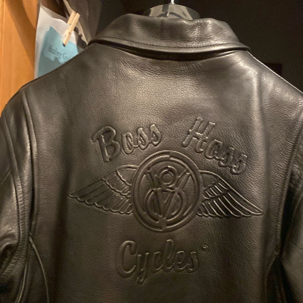 Women’s heavy Leather motorcycle riding jacket. Worn twice